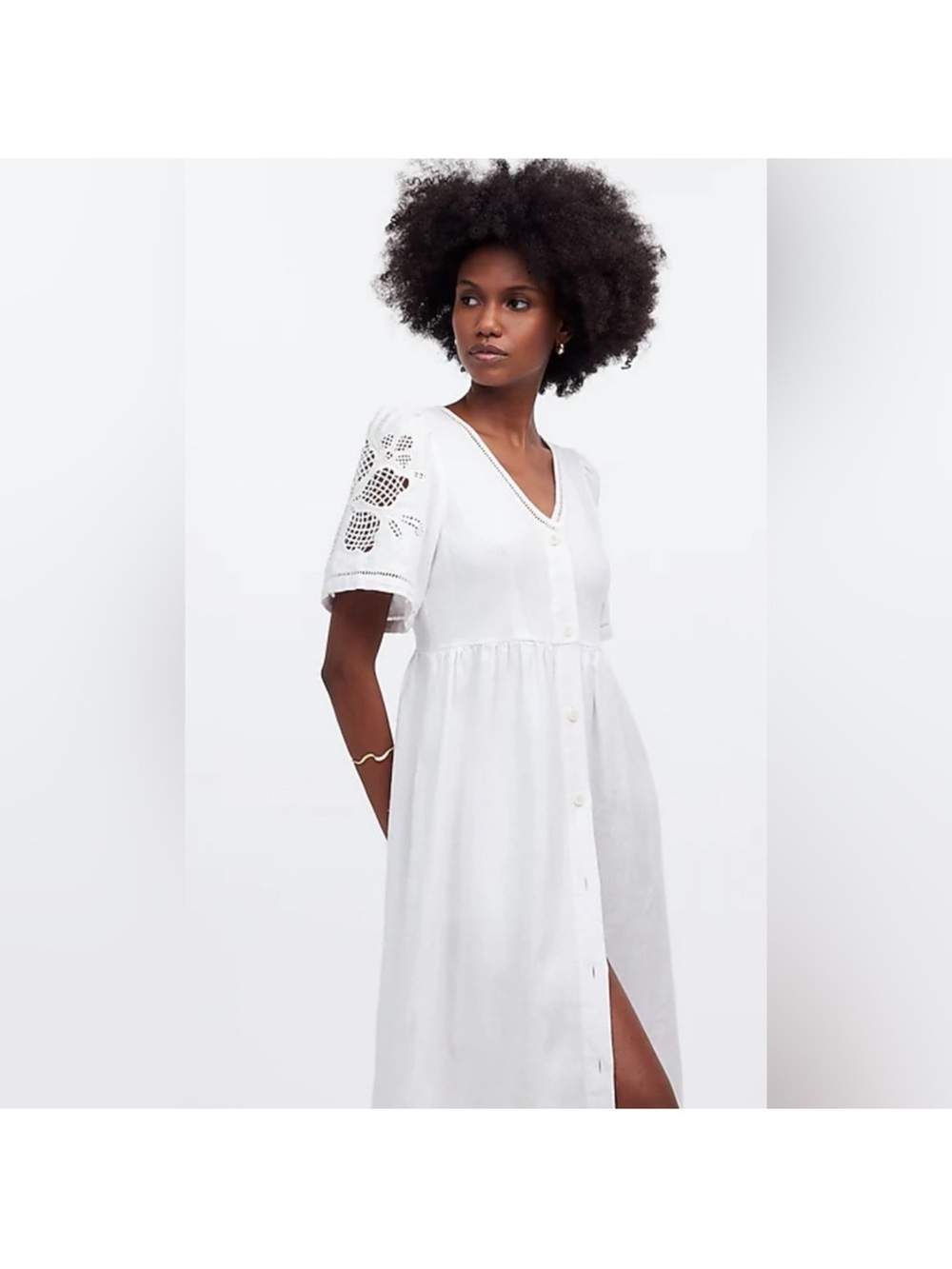 Madewell Cassie Button-Front Linen Midi Dress